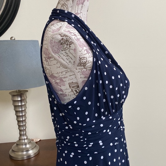 EUC Evan-Picone Navy & White Polka Dot A-Line Dress 12 - Picture 5 of 11